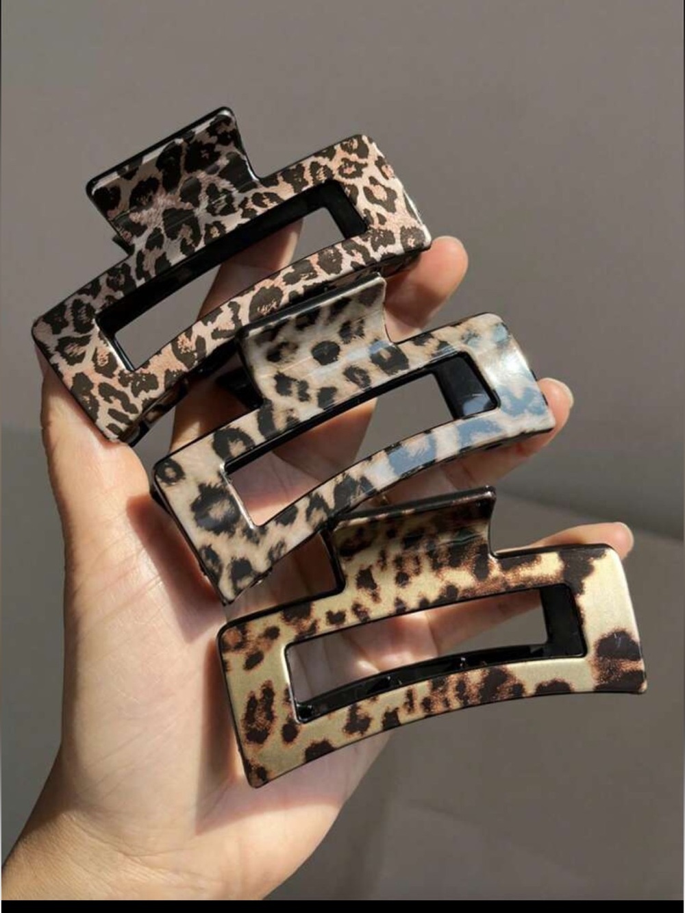 Leopard Print Rectangle Hair Claw Clip - Multicolor